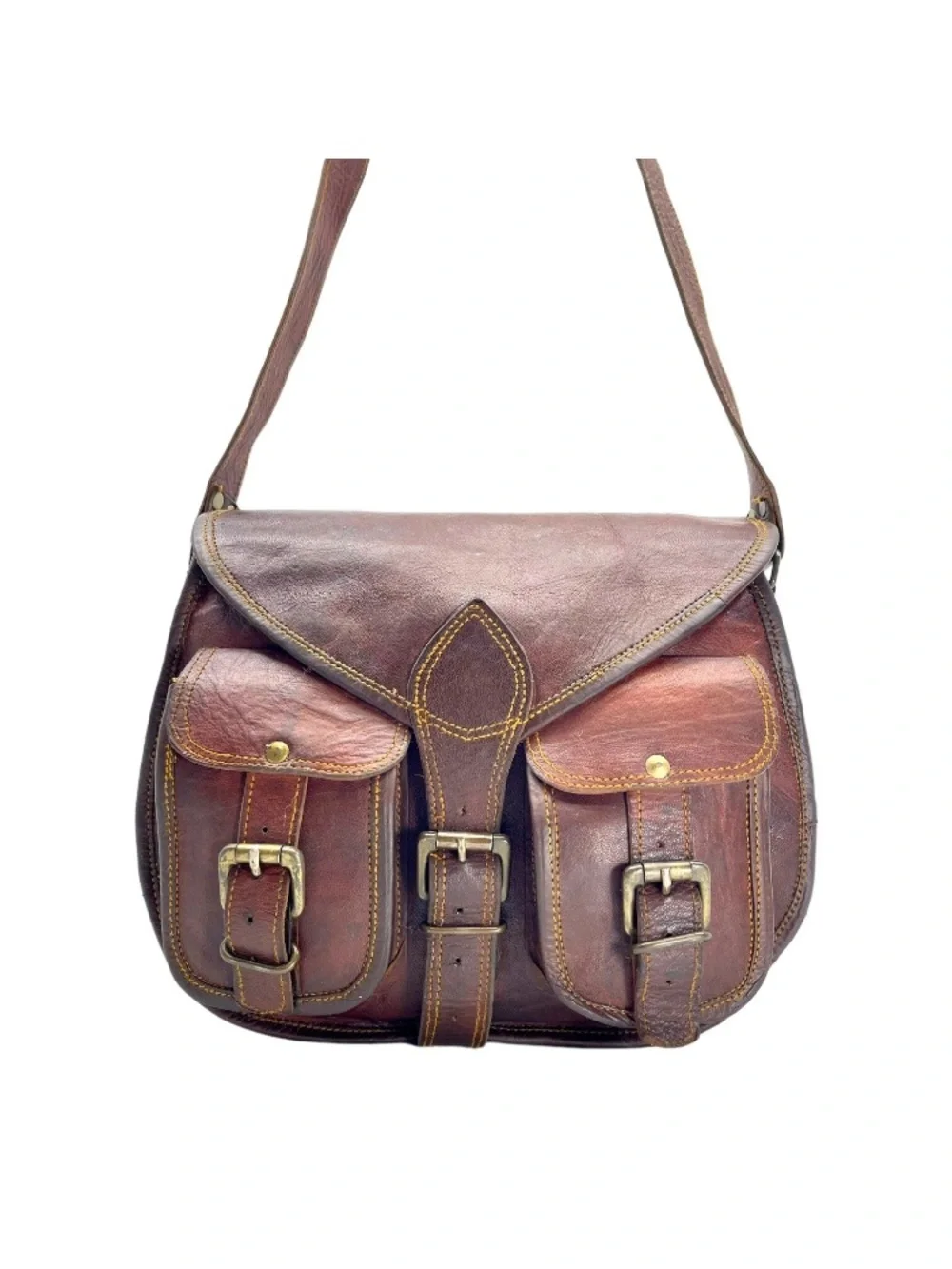 Vintage 70's Leather Shoulder Crossbody Travel Bag